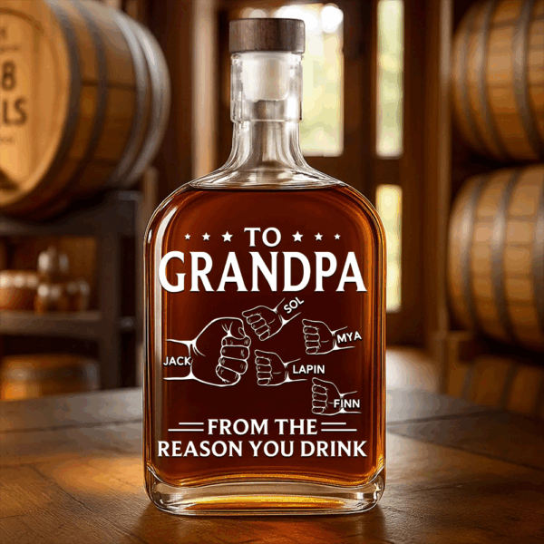 To Grandpa From The Reason You Drink - Family Personalized Custom Whiskey Bottle - Father's Day, Gift For Dad, Grandpa TU20 - Image 5