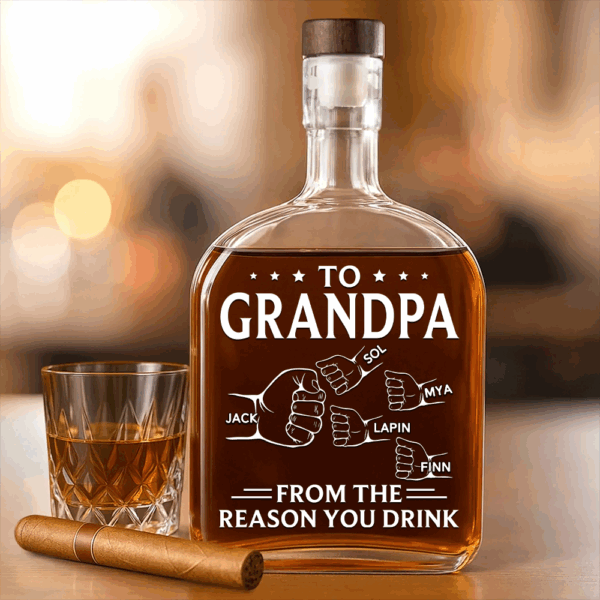 To Grandpa From The Reason You Drink - Family Personalized Custom Whiskey Bottle - Father's Day, Gift For Dad, Grandpa TU20 - Image 4