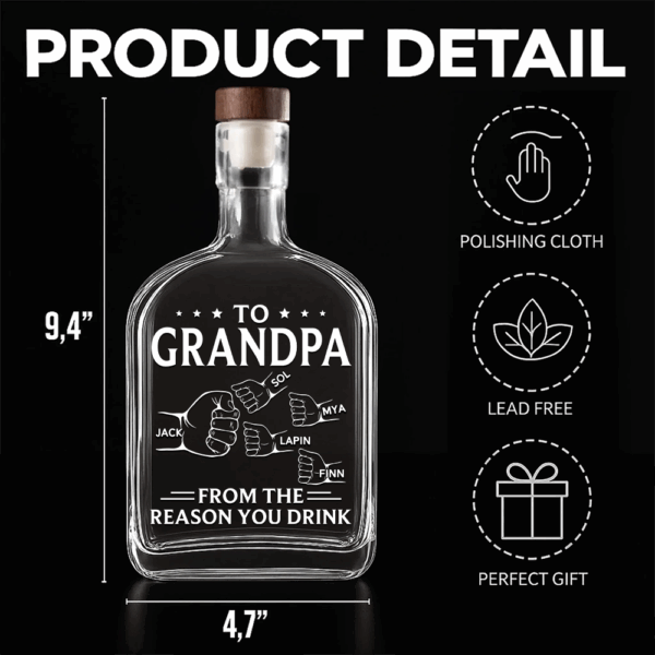 To Grandpa From The Reason You Drink - Family Personalized Custom Whiskey Bottle - Father's Day, Gift For Dad, Grandpa TU20 - Image 6