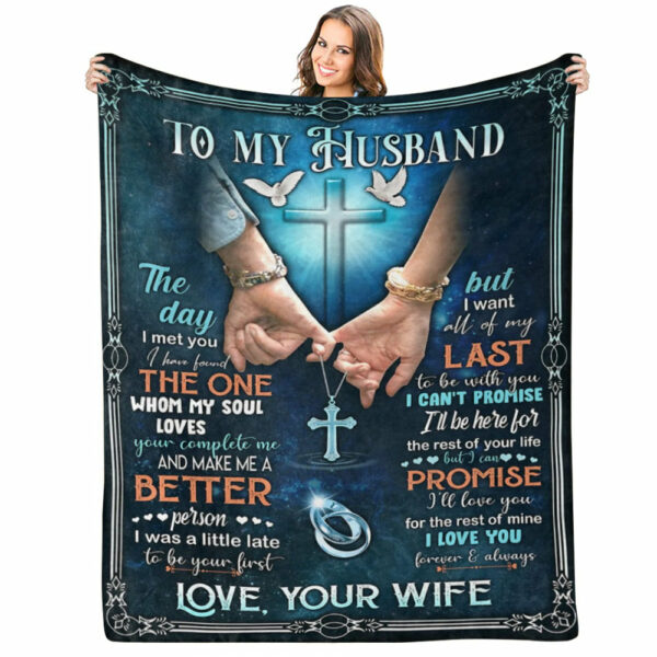 To My Husband The Day I Met You Couple Holding Hands Custom Blanket For Husband - Image 2