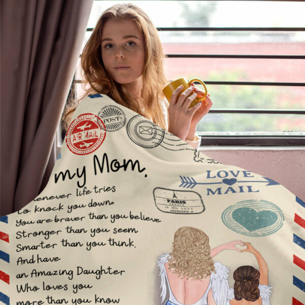 To My Mom Whenever Life Tries To Knock You Down Letter Custom Blanket Gift For Mom - Image 4