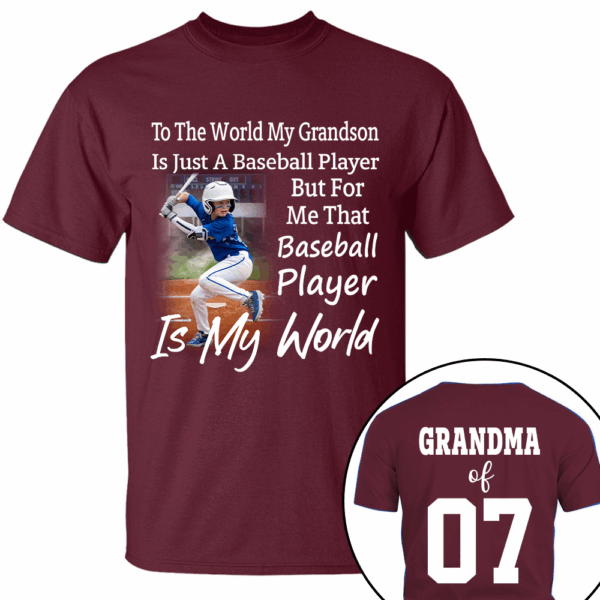 To The World My Grandson Just A Baseball Player - Personalized Shirt - Image 5