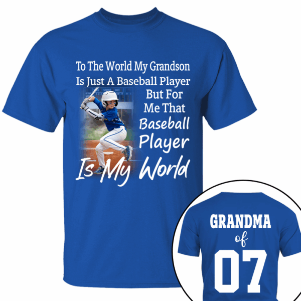 To The World My Grandson Just A Baseball Player - Personalized Shirt - Image 6