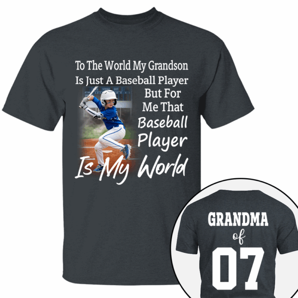 To The World My Grandson Just A Baseball Player - Personalized Shirt - Image 3