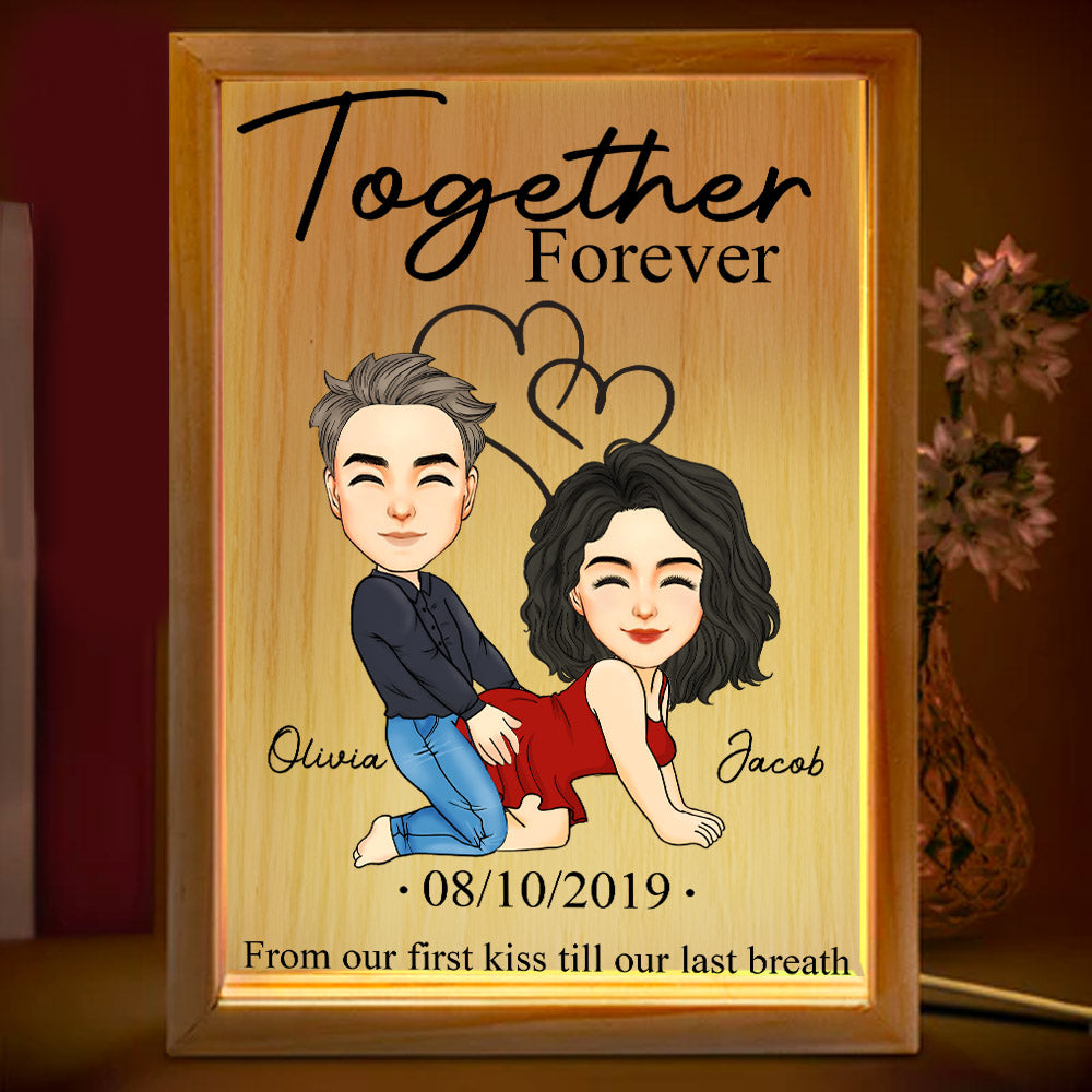 Together Forever From Our First Kiss Till Our Last Breath - Couple Personalized Custom Frame Light Box - Gift For Husband Wife, Anniversary