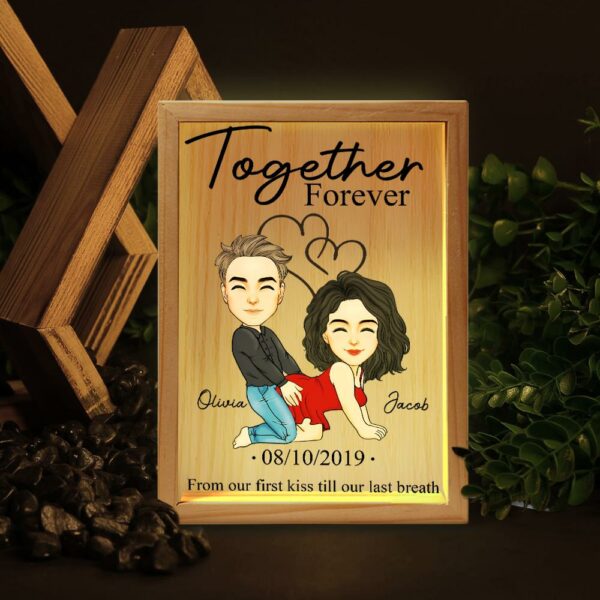 Together Forever From Our First Kiss Till Our Last Breath - Couple Personalized Custom Frame Light Box - Gift For Husband Wife, Anniversary - Image 2