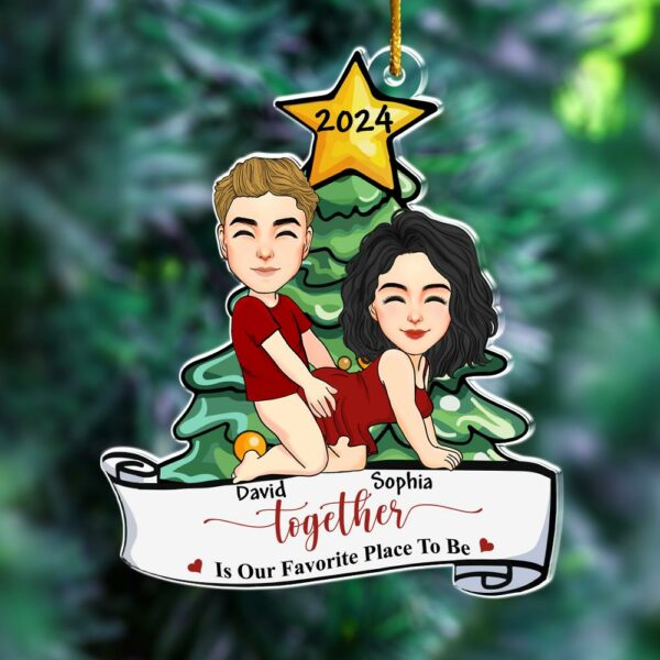 Together Is Our Favorite Place To Be Personalized Acrylic Ornament For Couple - Image 3