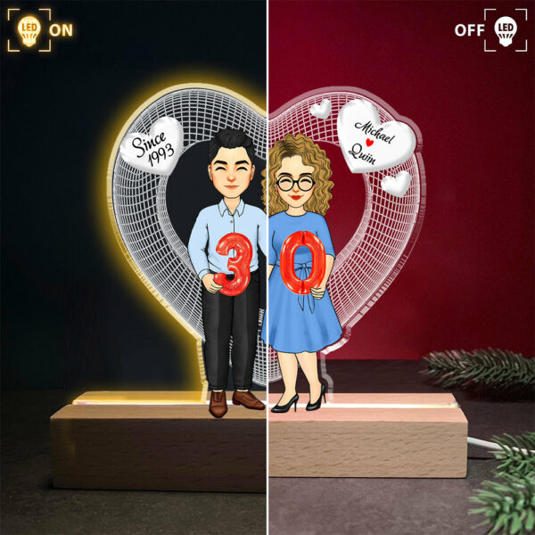 Together Since, Couple Personalized Custom Shaped 3D LED Light - Image 5