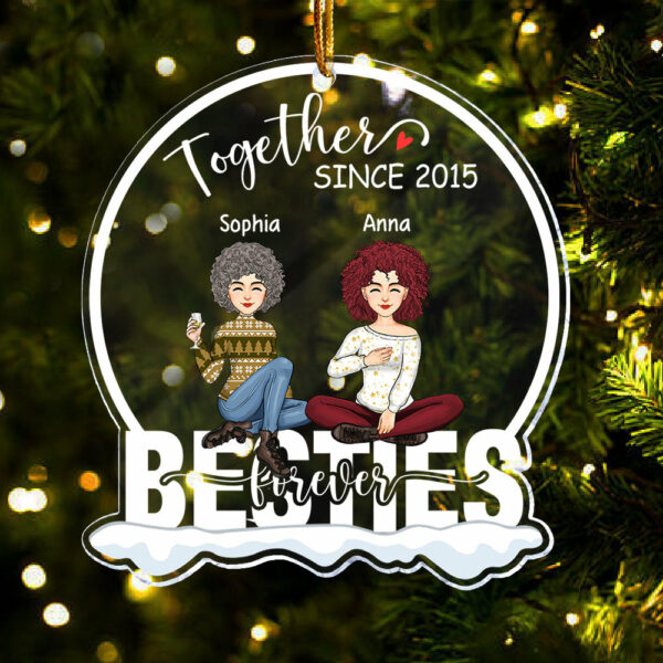 Together Since Year - Besties Forever Personalized Circle Acrylic Ornament - Image 3