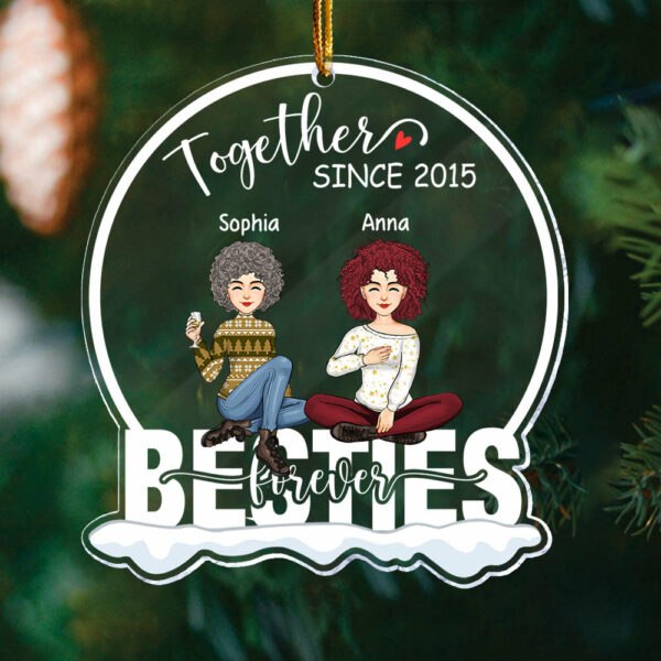 Together Since Year - Besties Forever Personalized Circle Acrylic Ornament - Image 5