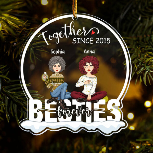 Together Since Year - Besties Forever Personalized Circle Acrylic Ornament - Image 4