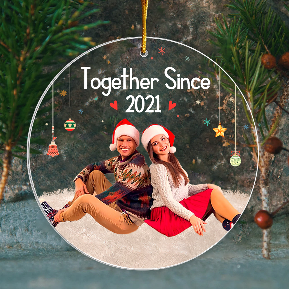 Together Sine Personalized Circle Acrylic Ornament Custom Photo