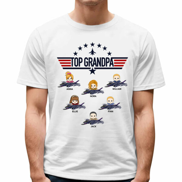 Top Gun Top Dad Personalized T-Shirt For Father Grandpa - Image 3