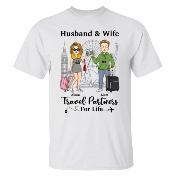 Travel Couple Travel Partners For Life - Couple Gift - Personalized Traveling Shirt - Image 2