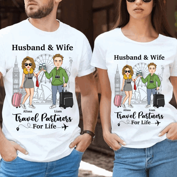 Travel Couple Travel Partners For Life - Couple Gift - Personalized Traveling Shirt