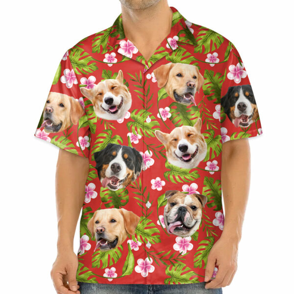 Tropical Vintage Monstera Palm Branches Tropical Flowers Custom Dog Photo Hawaiian Shirt For Dog Lovers H2511 - Image 3