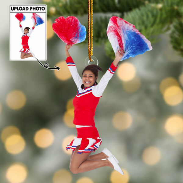Upload Photo Cheerleader Ornament - Cheerleading Squad Team Cheerleader Gift - Personalized Acrylic Photo Ornament - Image 3