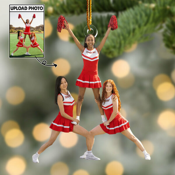 Upload Photo Cheerleader Ornament - Cheerleading Squad Team Cheerleader Gift - Personalized Acrylic Photo Ornament - Image 4