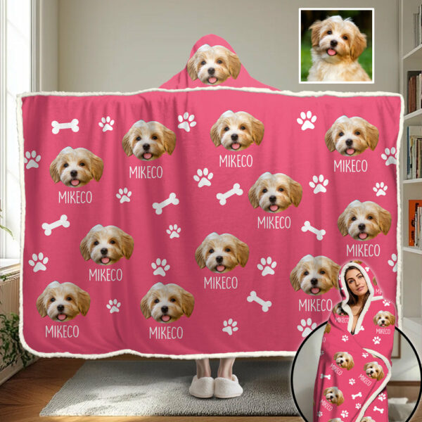 Upload Your Photo Wearable Blanket Hoodie For Dog, Cat Lovers - Dog & Cat Personalized Custom Wearable Blanket Hoodie - Christmas Gift For Pet Owners, Pet Lovers