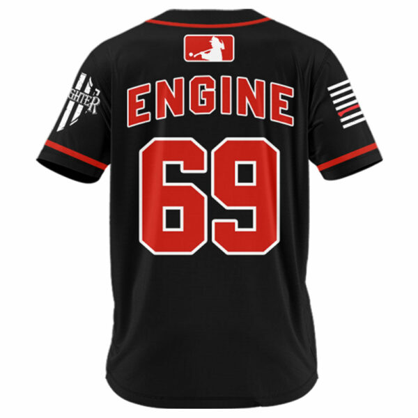 US Firefighter Baseball Jersey Custom Dept Name Number Thin Red Line Flag K1702 - Image 5