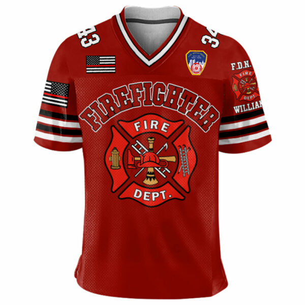 US Firefighter Football Jersey Custom Dept Name Number Firefighter Retirement Fireman Dad Grandpa H2511 - Image 4