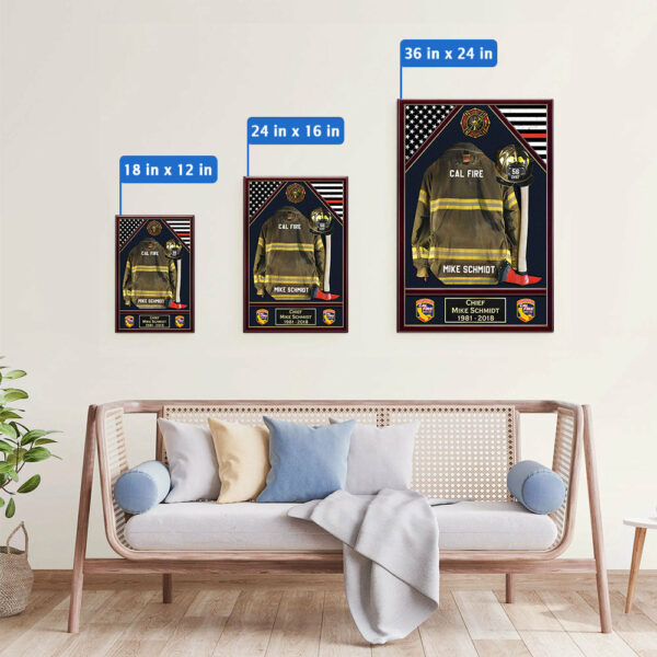 U.S. Firefighter Shadow Boxes Uniform Personalized Poster Canvas For Firefighter And Retired Firefighter K1702 - Image 6