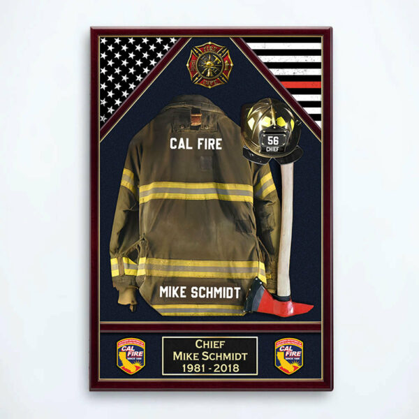 U.S. Firefighter Shadow Boxes Uniform Personalized Poster Canvas For Firefighter And Retired Firefighter K1702 - Image 2