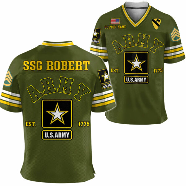 US Military Football Jersey Custom All Branches Rank Division Name For Military Retirement Veteran Dad Grandpa H2511 - Image 2
