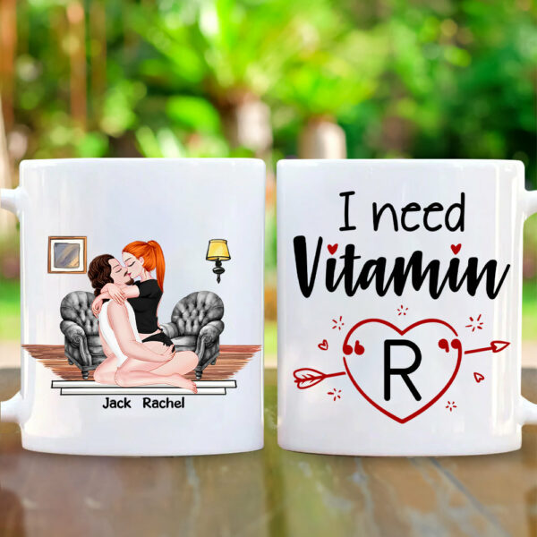 Valentine Couple - I need Vitamin "U" - Couple Mug, Couple Gifts, Valentine's Day Gifts, Valentine Mug - Personalized Mug - Image 2