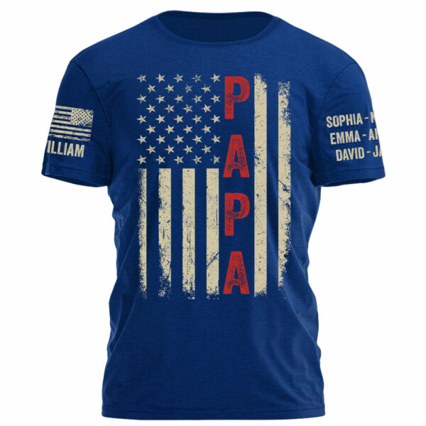 Vintage American Flag US Papa Father's Day Personalized Shirt For Dad Grandpa H2511 - Image 7