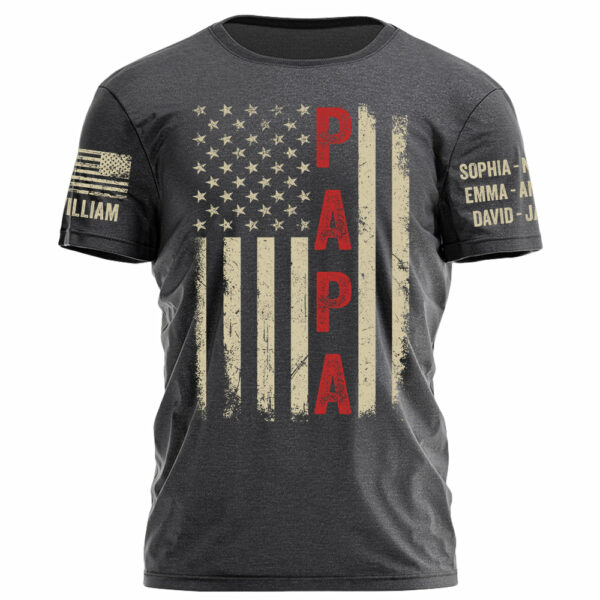Vintage American Flag US Papa Father's Day Personalized Shirt For Dad Grandpa H2511 - Image 6