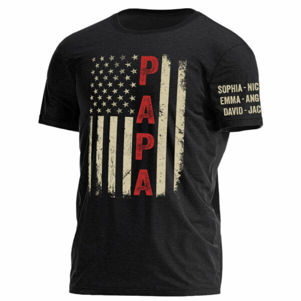 Vintage American Flag US Papa Father's Day Personalized Shirt For Dad Grandpa H2511 - Image 2