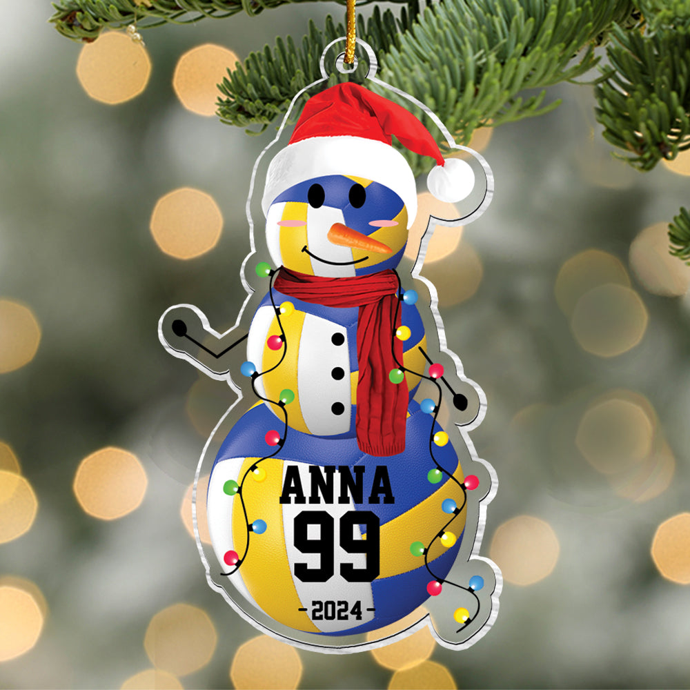 Volleyball Snowman - Gifts For Players, Team, Boys - Personalized Acrylic Ornament