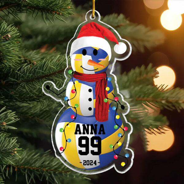 Volleyball Snowman - Gifts For Players, Team, Boys - Personalized Acrylic Ornament - Image 3