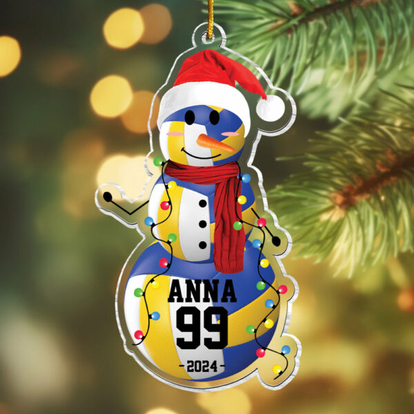 Volleyball Snowman - Gifts For Players, Team, Boys - Personalized Acrylic Ornament - Image 2