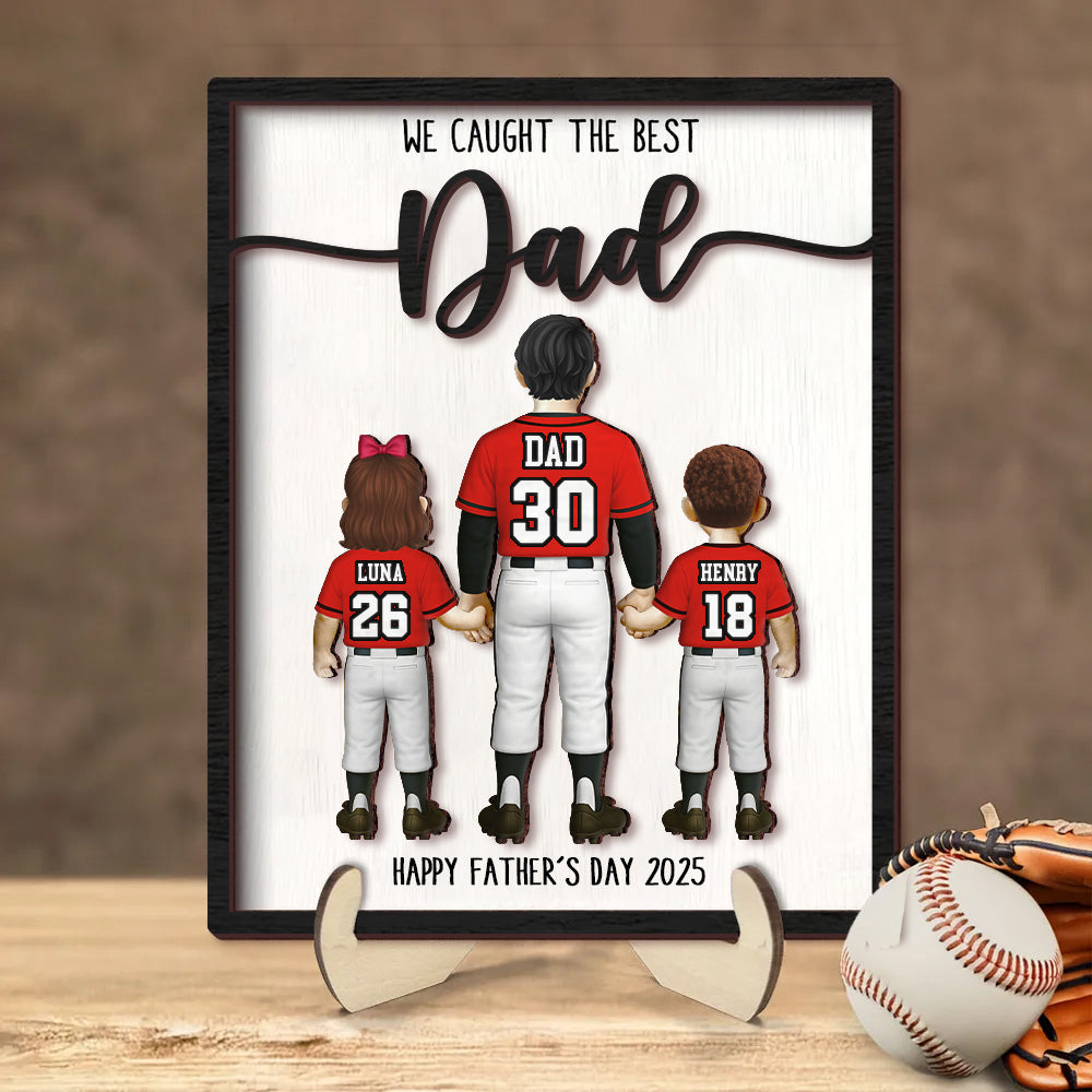 We Caught the Best Dad, Custom 2 Layered Wooden Art Piece, Father's Day Gift for Dad, Grandpa A2110