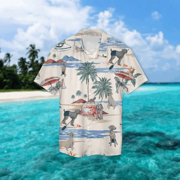 Weimaraner Summer Beach Hawaiian Shirt - Image 2