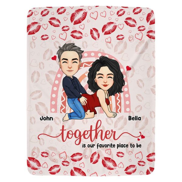 Wherever We Are, Together Is Our Favorite Place To Be - Couple Personalized Custom Blanket - Christmas Gift For Husband Wife, Anniversary - Image 3