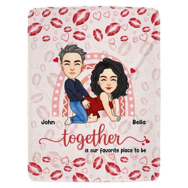 Wherever We Are, Together Is Our Favorite Place To Be - Couple Personalized Custom Blanket - Christmas Gift For Husband Wife, Anniversary - Image 4