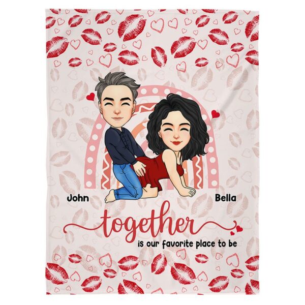 Wherever We Are, Together Is Our Favorite Place To Be - Couple Personalized Custom Blanket - Christmas Gift For Husband Wife, Anniversary - Image 2