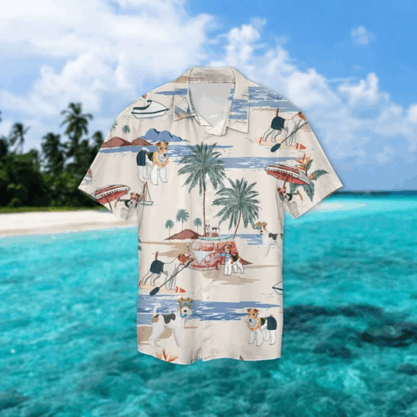 Wire Fox Terrier Summer Beach Hawaiian Shirt, Hawaiian Shirts For Men Short Sleeve Aloha Beach Shirt - Image 2