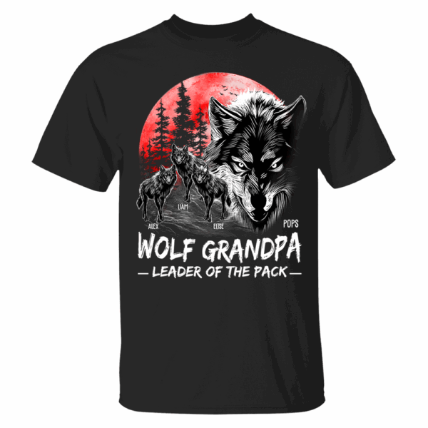 Wolf Grandpa Leader Of The Pack Personalized Shirt - Perfect Father's Day Gift for Dad - Image 2
