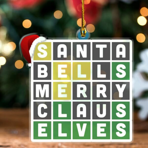 Wordle Acrylic Ornament, Wordle 2D Christmas Gift, Funny Wordle Lover Gift 2024, Wordle Puzzle Board Ornament, Wordle Gift For Mom Dad Grandpa Grandma
