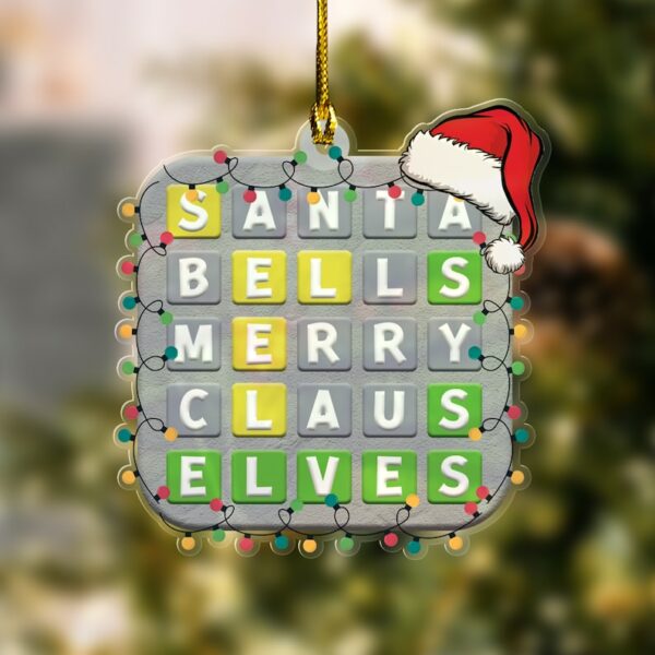Wordle Acrylic Ornament, Wordle 2D Christmas Gift, Funny Wordle Lover Gift 2024, Wordle Puzzle Board Ornament, Wordle Gift For Mom Dad - Image 2