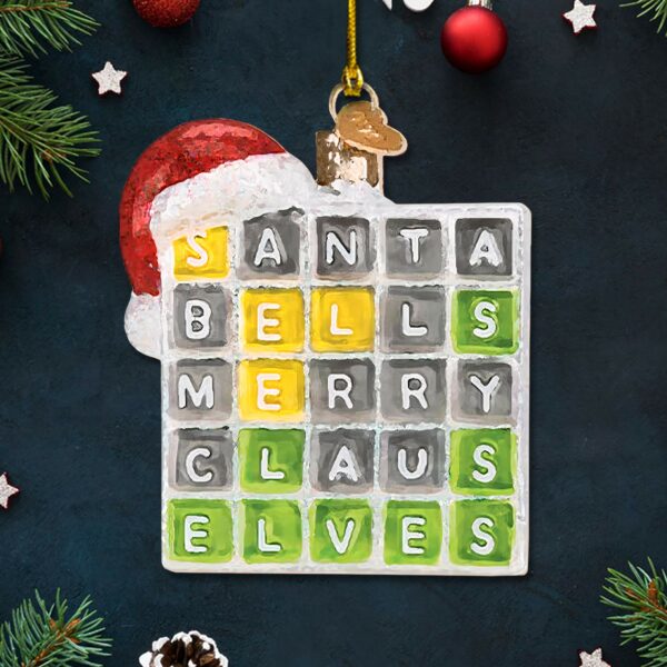 Wordle Ornament, Wordle 2D Christmas Gift, Funny Wordle Lover Gift 2024, Wordle Puzzle Board Ornament, Wordle Gift For Mom Dad - Image 2