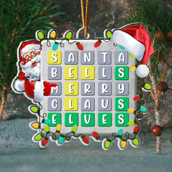 Wordle Ornament, Wordle 2D Christmas Gift, Funny Wordle Lover Gift 2024, Wordle Puzzle Board Ornament, Wordle Gift For Mom Dad Grandpa Grandma