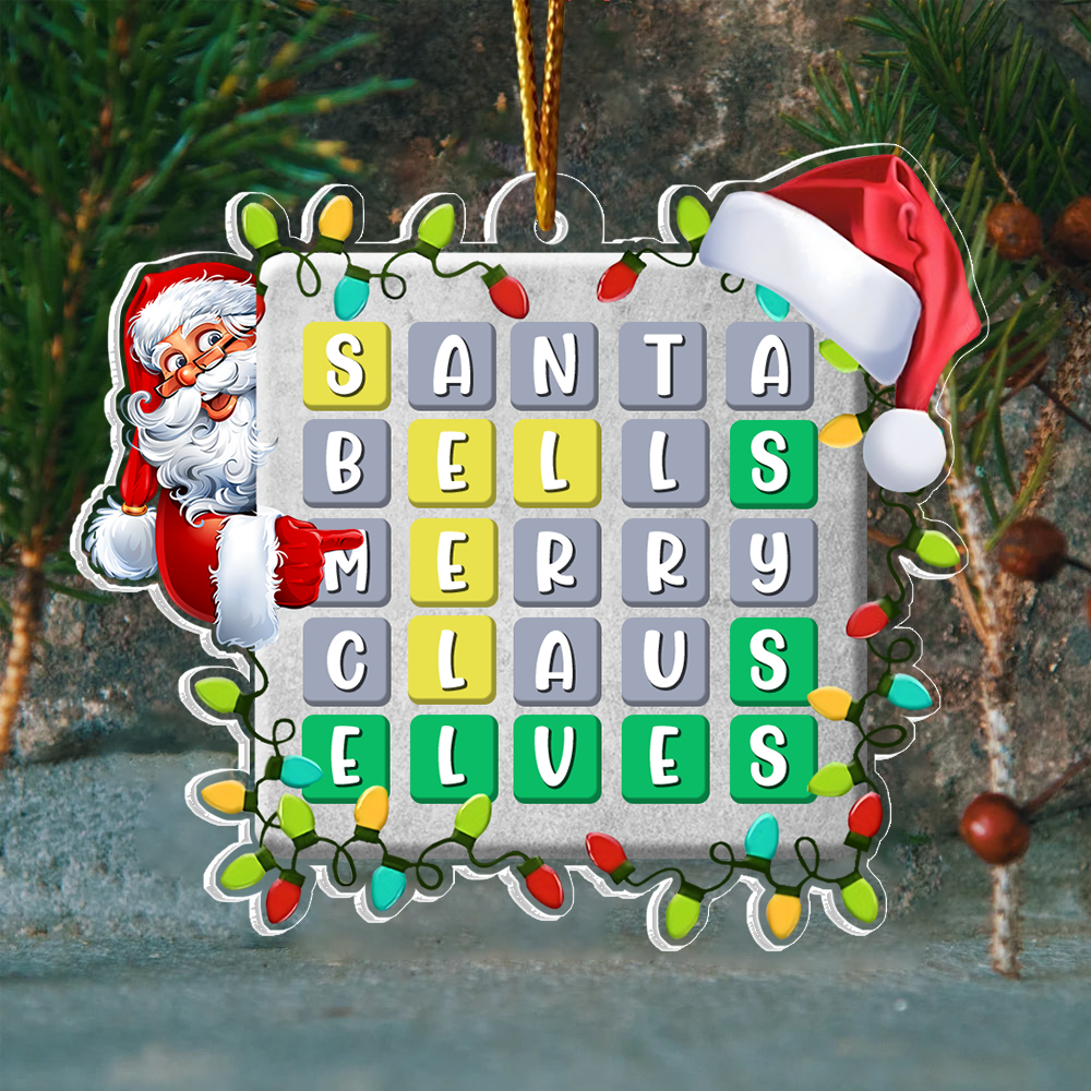 Wordle Ornament, Wordle 2D Christmas Gift, Funny Wordle Lover Gift 2024, Wordle Puzzle Board Ornament, Wordle Gift For Mom Dad Grandpa Grandma