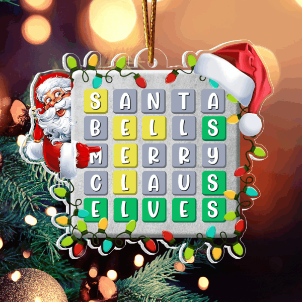 Wordle Ornament, Wordle 2D Christmas Gift, Funny Wordle Lover Gift 2024, Wordle Puzzle Board Ornament, Wordle Gift For Mom Dad Grandpa Grandma - Image 3
