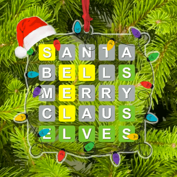 Wordle Ornament, Wordle 2D Christmas Gift, Funny Wordle Lover Gift 2024, Wordle Puzzle Board Ornament, Wordle Gift For Mom Dad - Image 3