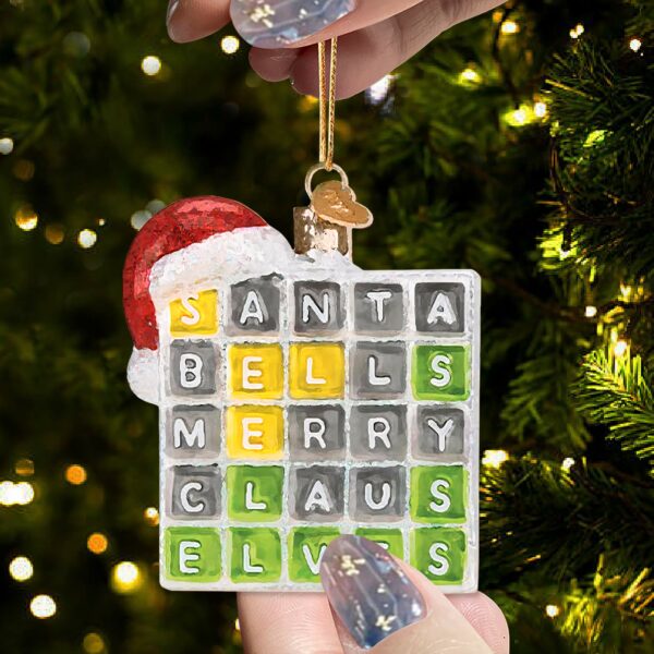 Wordle Ornament, Wordle 2D Christmas Gift, Funny Wordle Lover Gift 2024, Wordle Puzzle Board Ornament, Wordle Gift For Mom Dad - Image 7